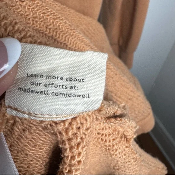 Madewell MWL AirTerry hooded sweatshirt dress lTan Knit Top - Picture 6 of 12